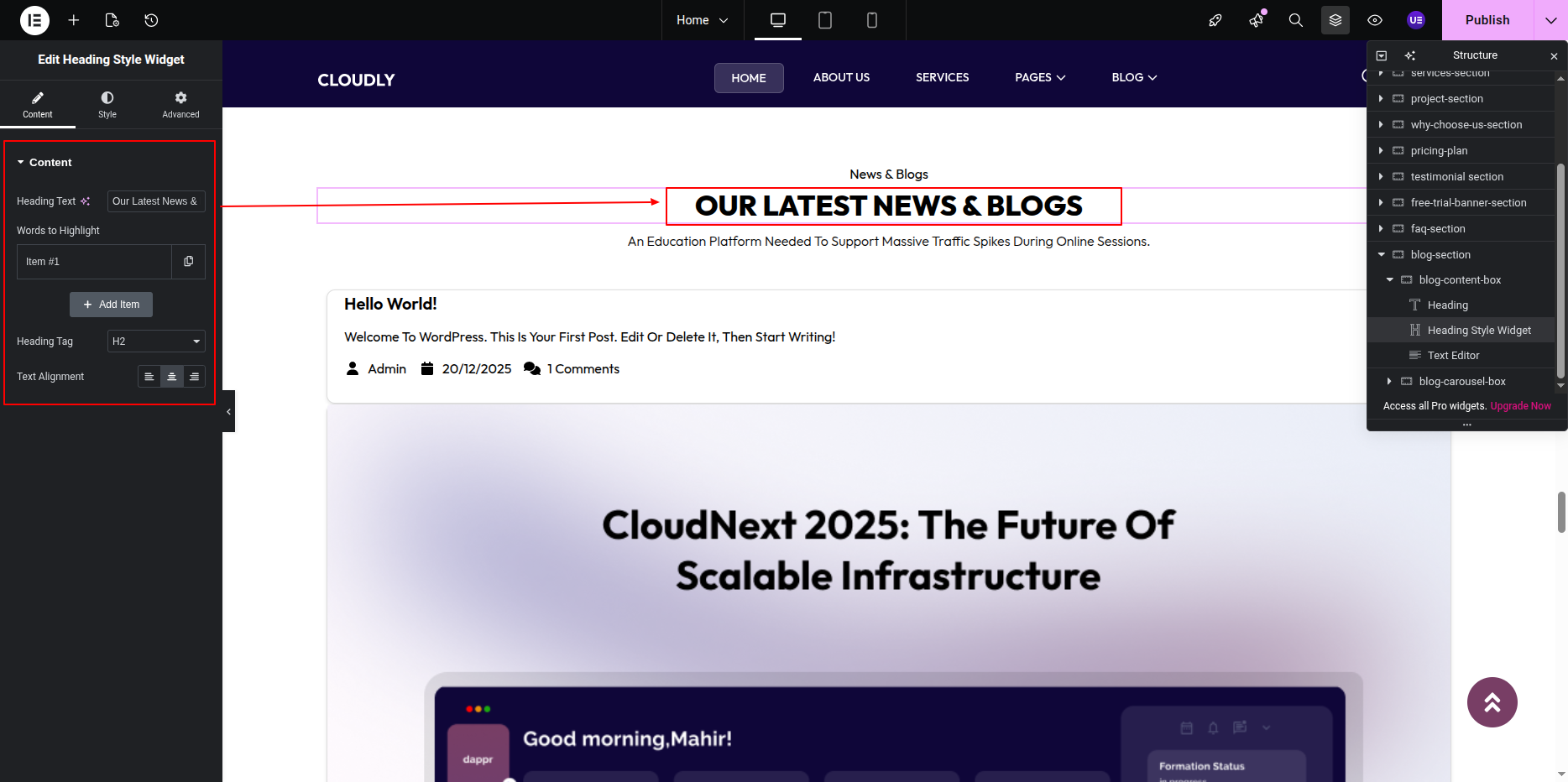 Blog Section Title and Heading