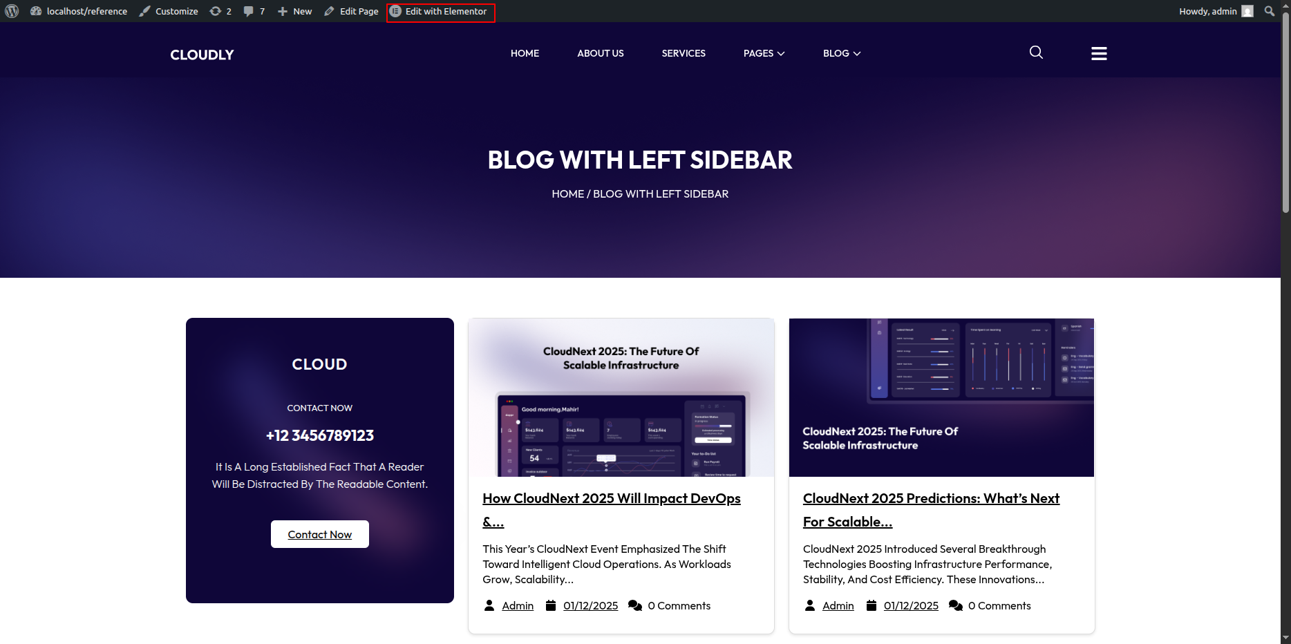 Blog with Left Sidebar Page Banner Section