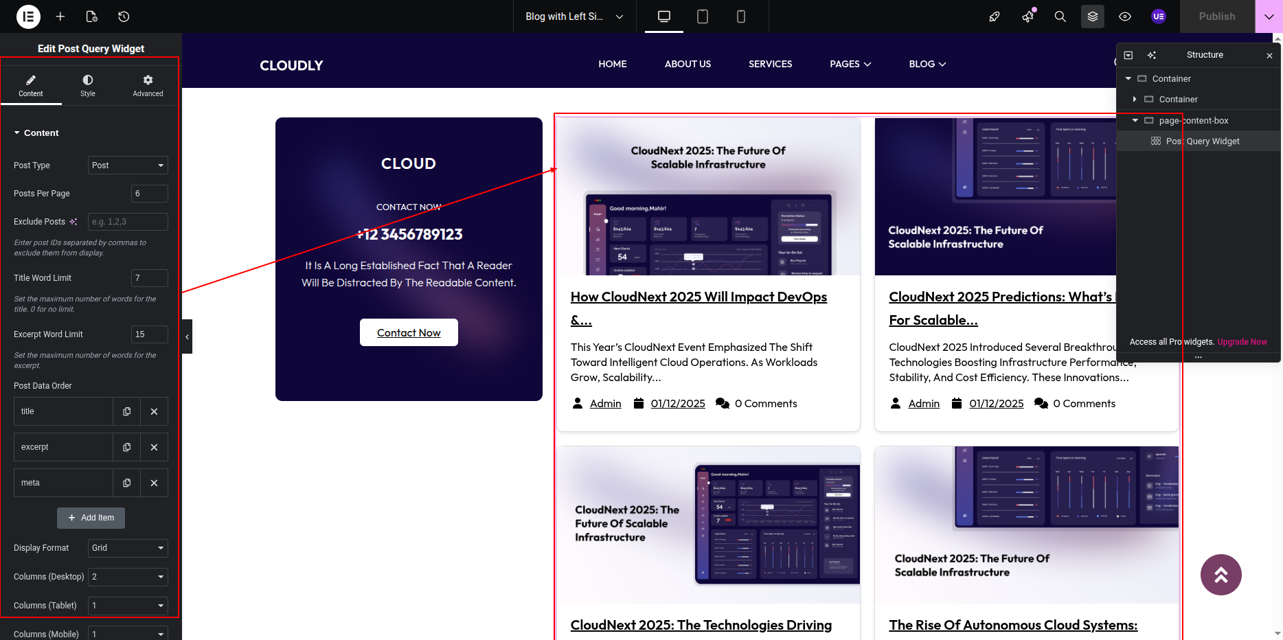 Blog with Left Sidebar Posts Section