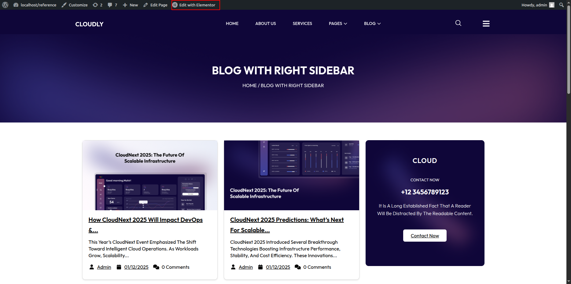 Blog with Right Sidebar Page