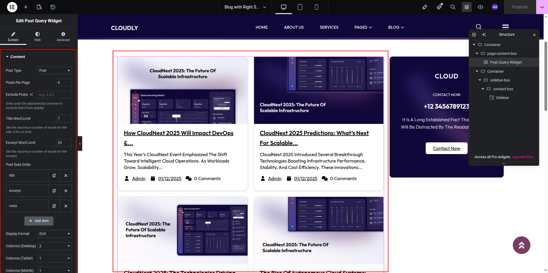 Blog with Right Sidebar Posts Section