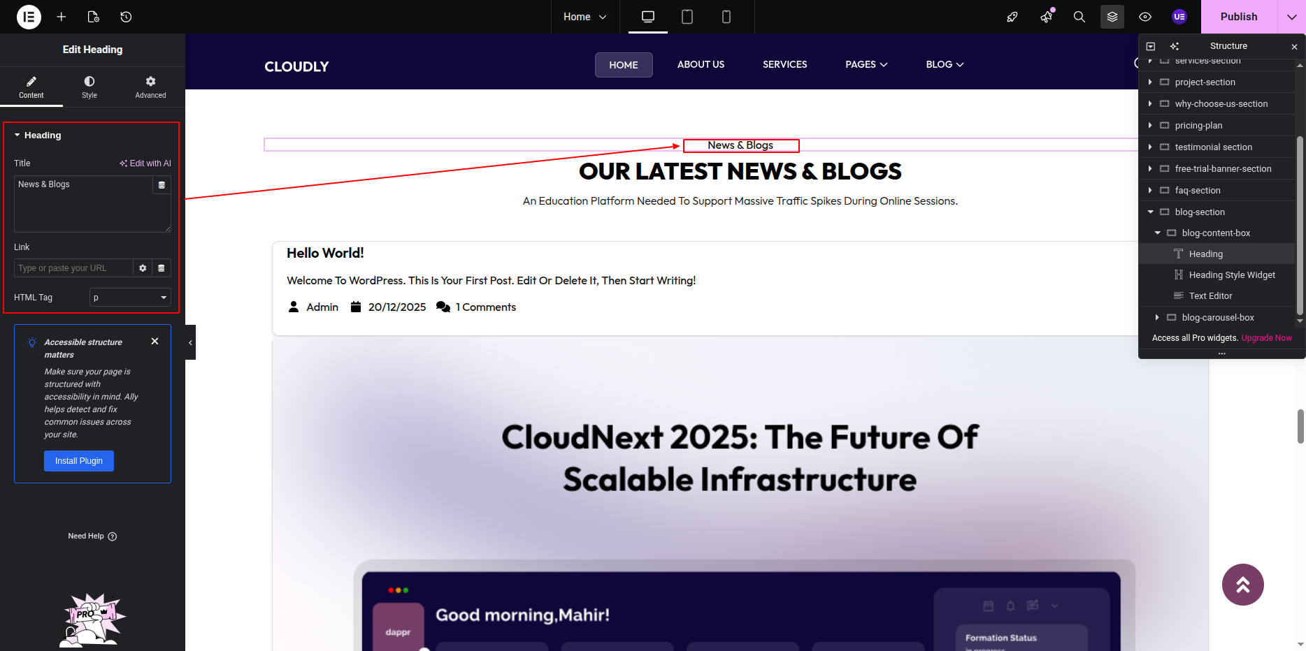 Blog Section Title and Heading