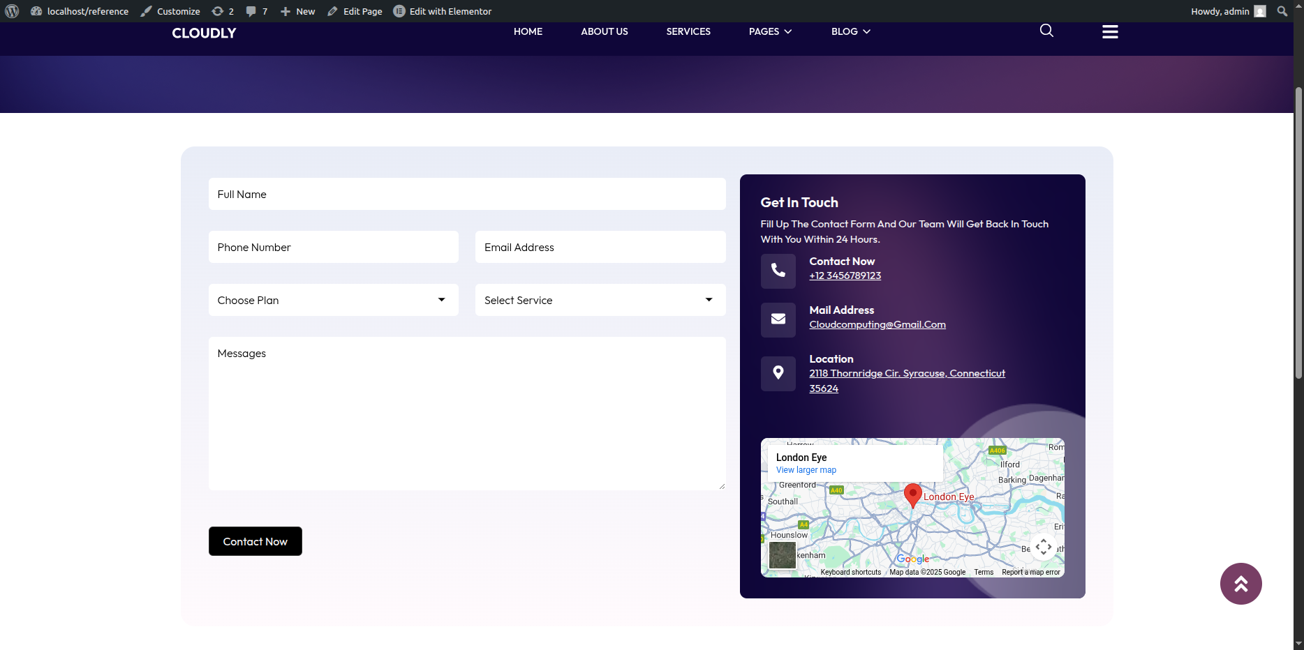 Contact Page Section