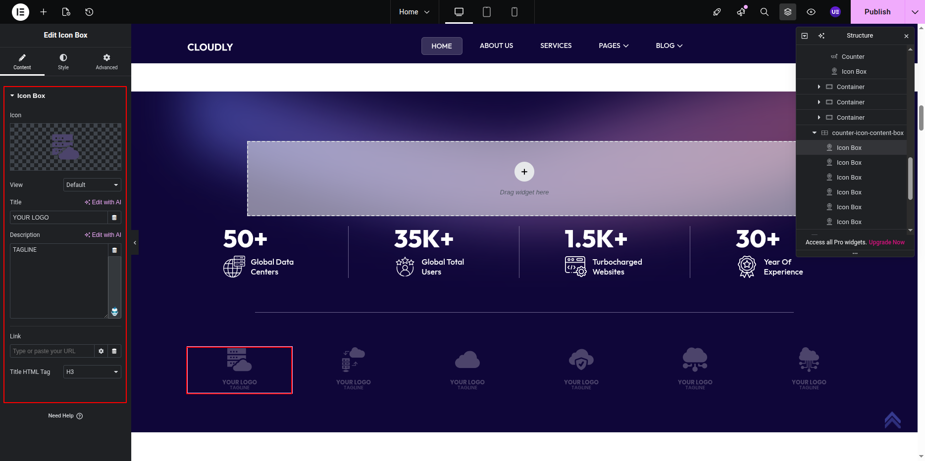 Editing Counter Title in Elementor