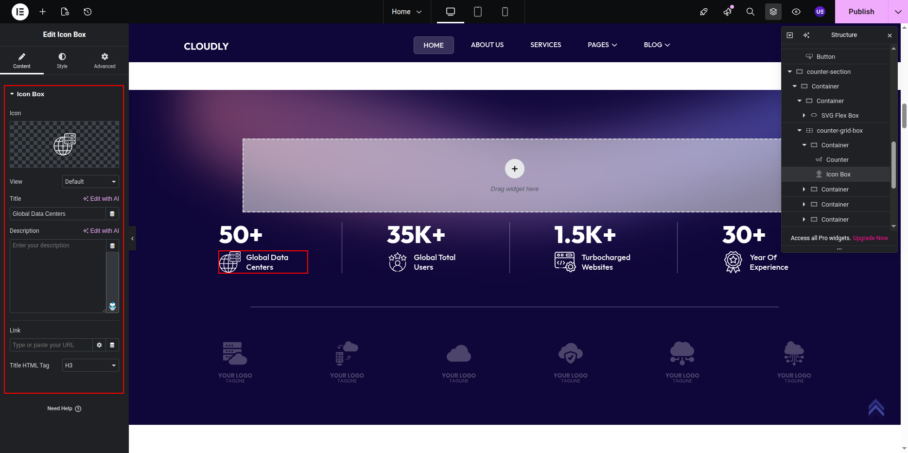 Editing Counter Title in Elementor