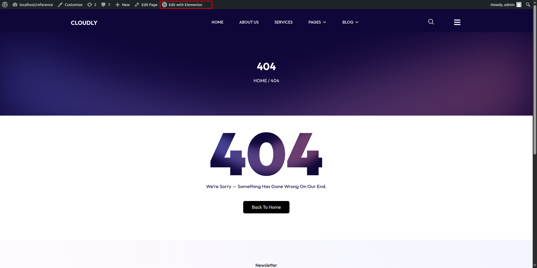 404 Page Banner Section