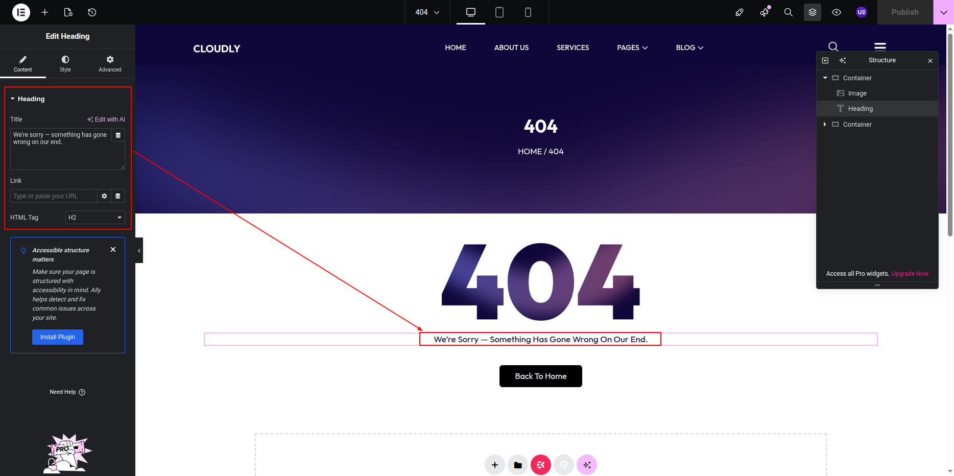 404 Page Banner Section