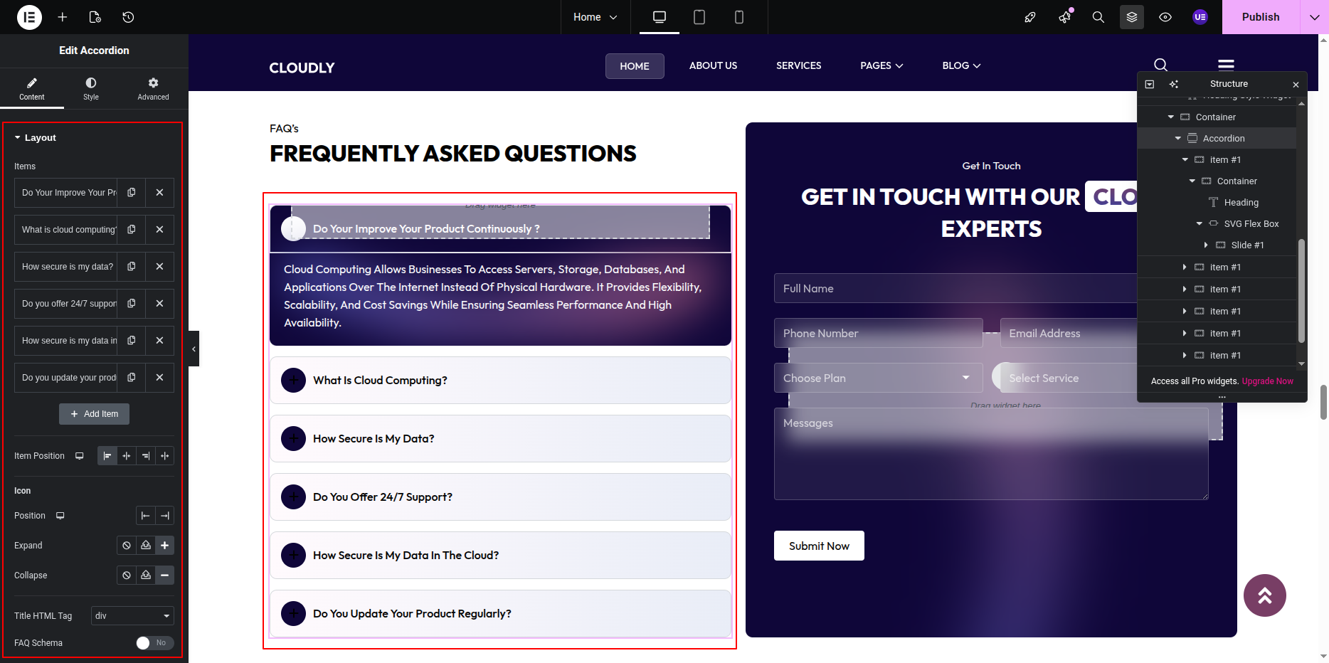 FAQ Accordion Widget