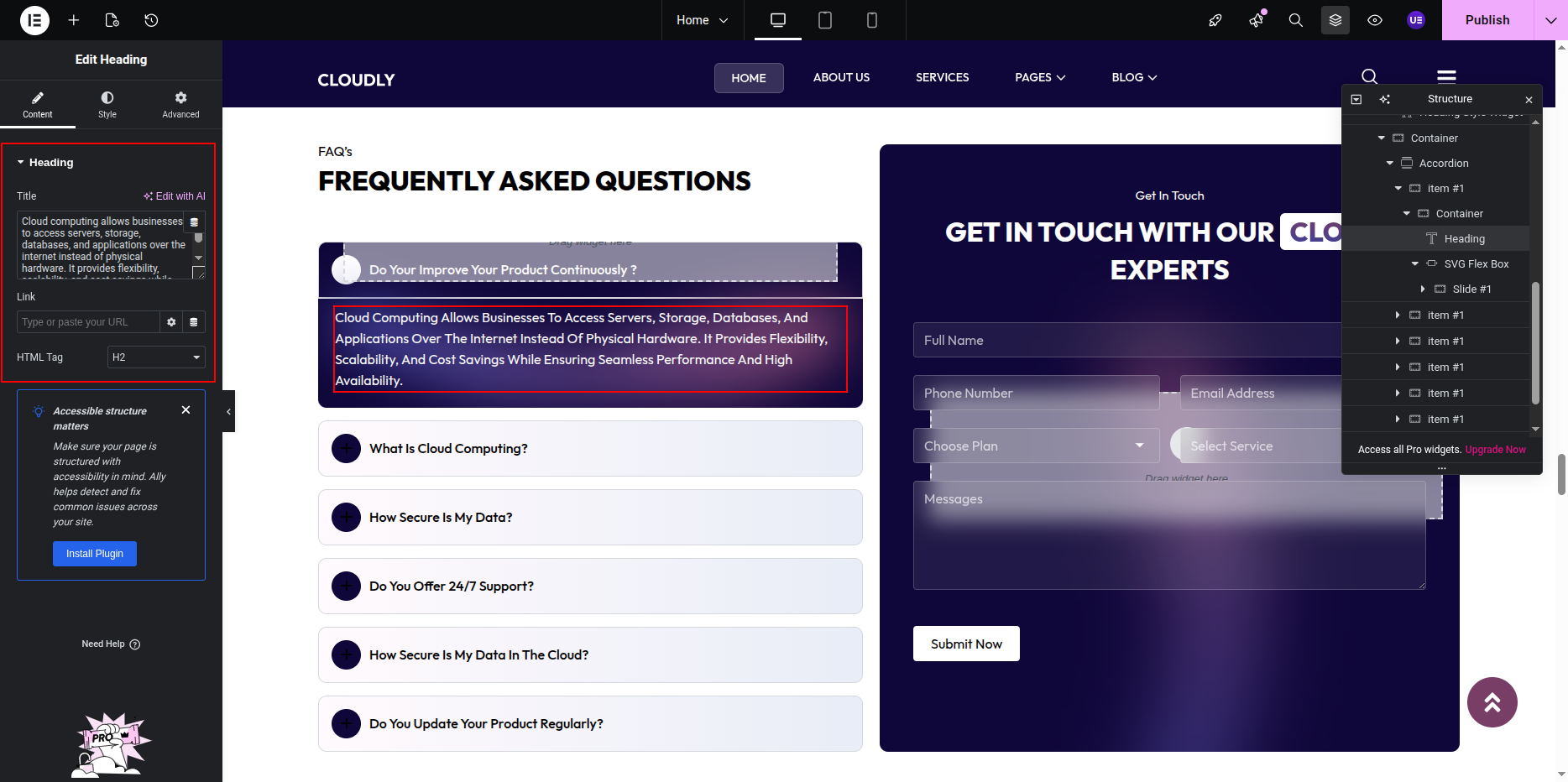 FAQ Accordion Widget
