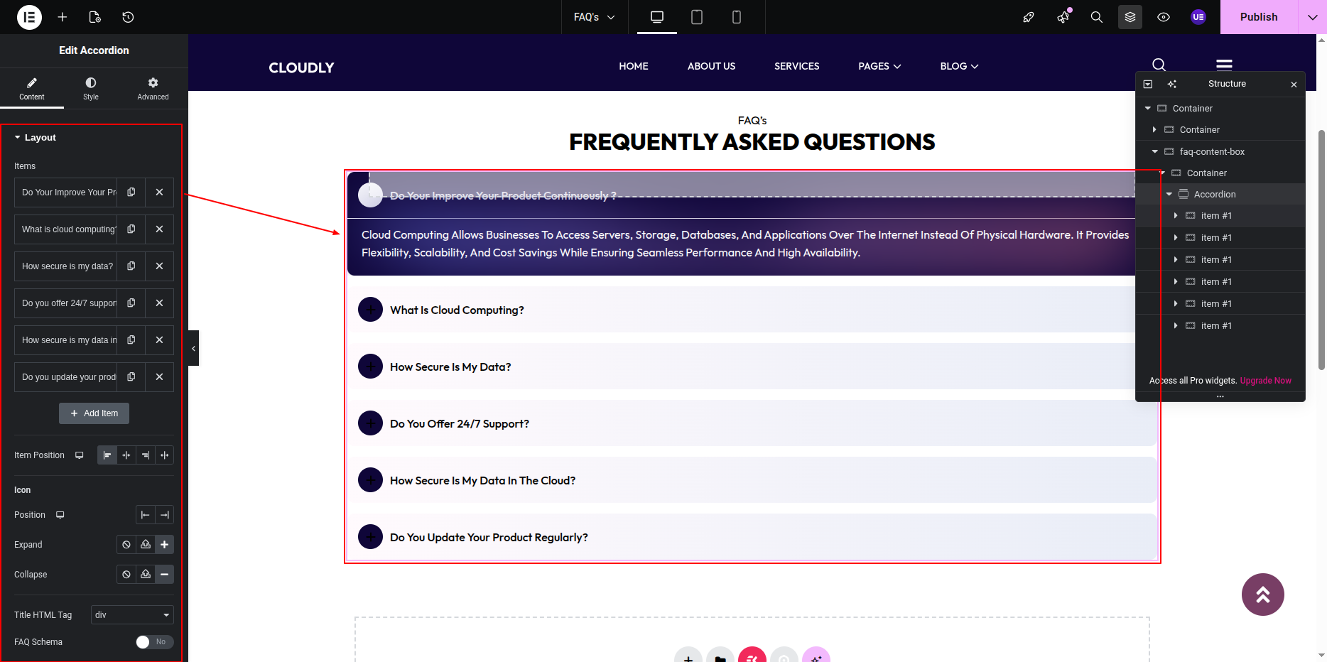 FAQ Accordion Widget