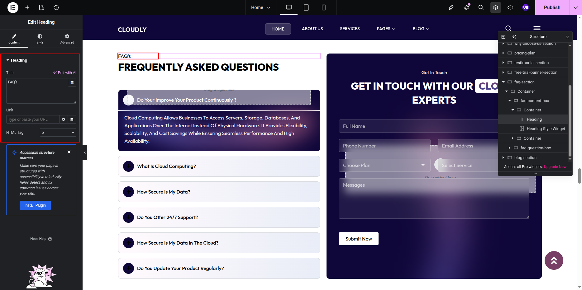 FAQ Section Title and Heading