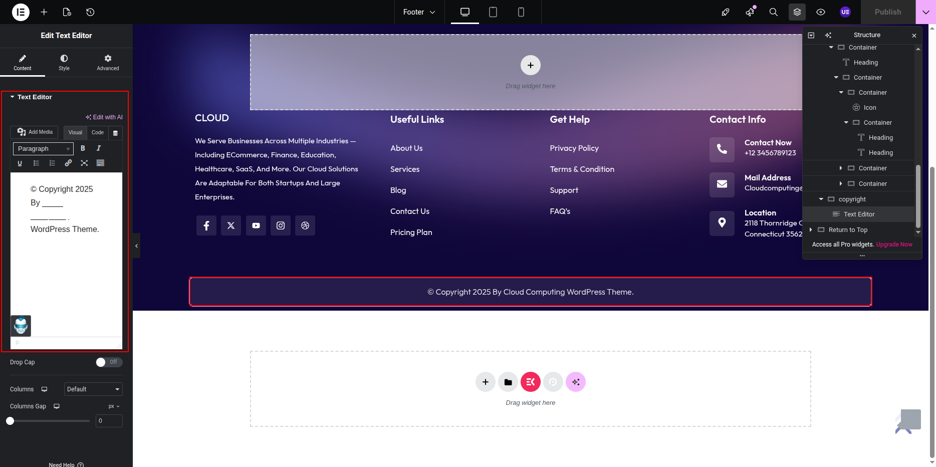 Footer Copyright Section