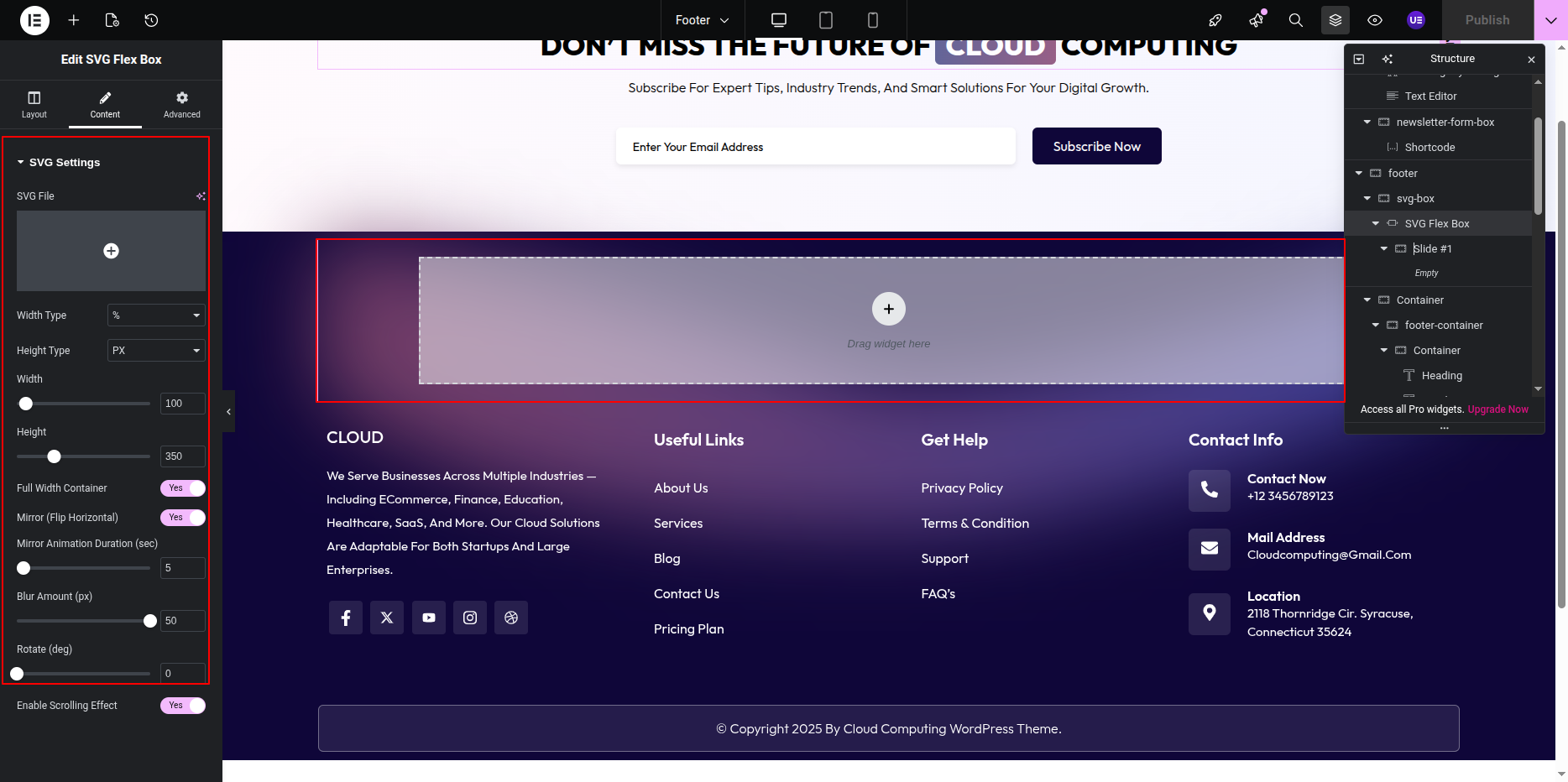 Editing Footer in Elementor