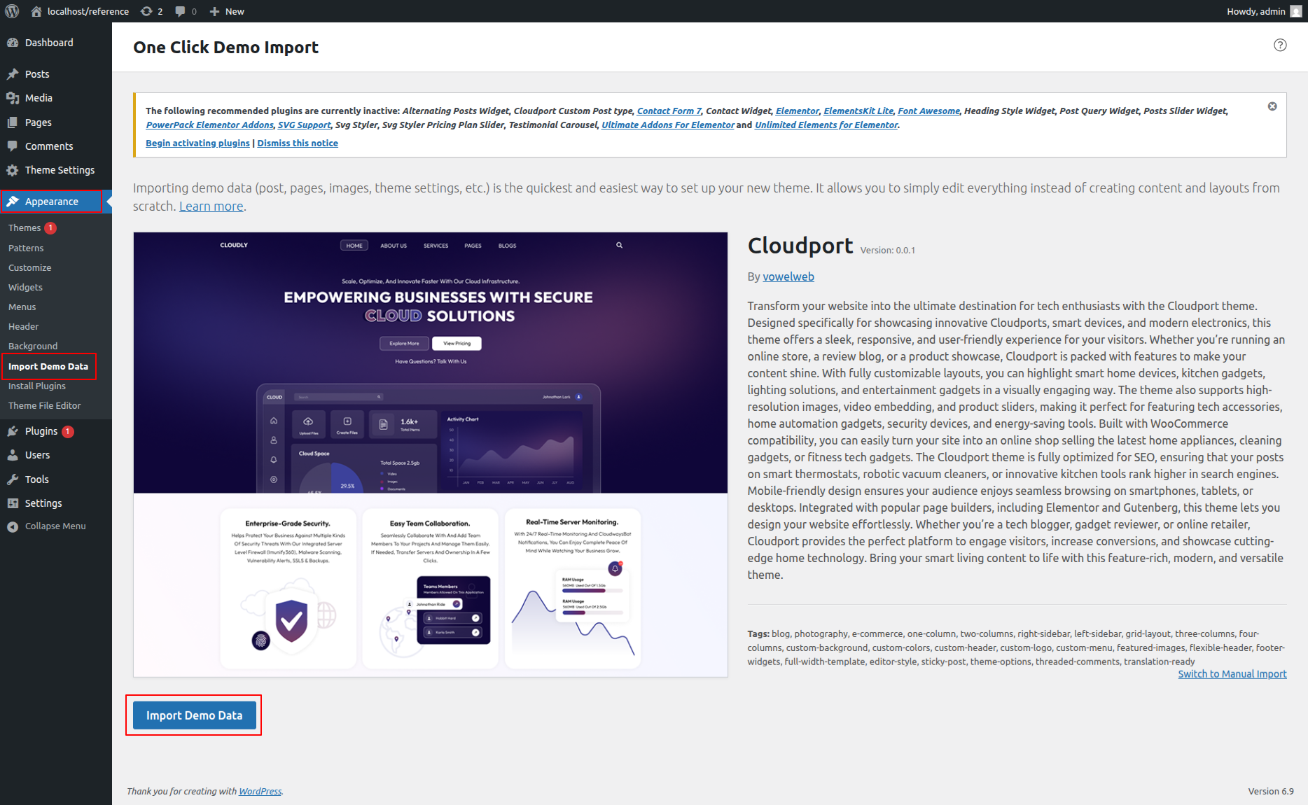 Demo Import Overview