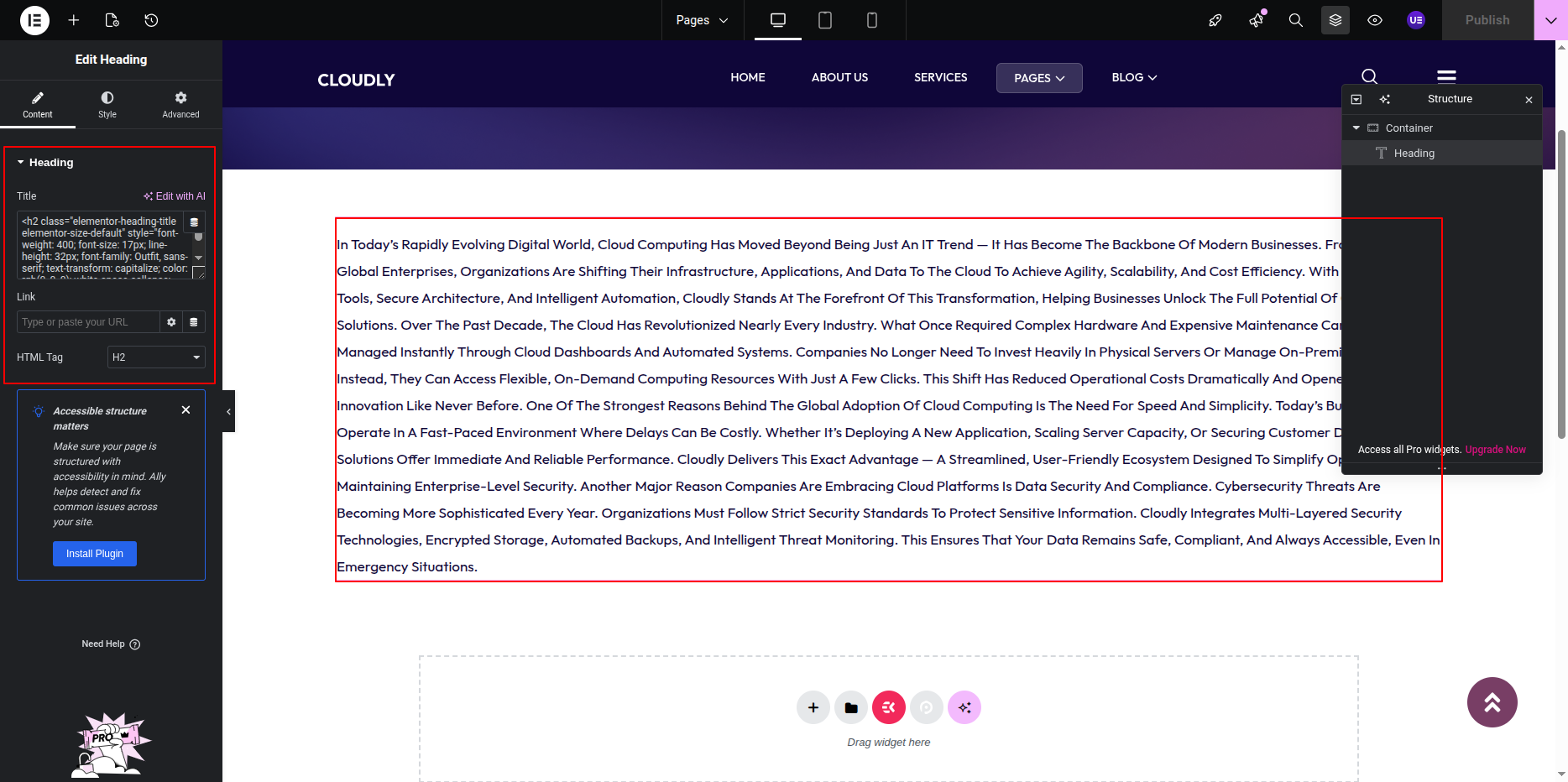 Page with No Sidebar Content