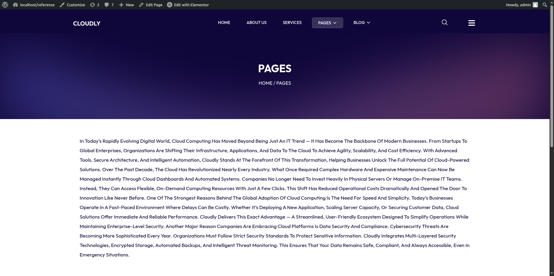 Page with No Sidebar Final View