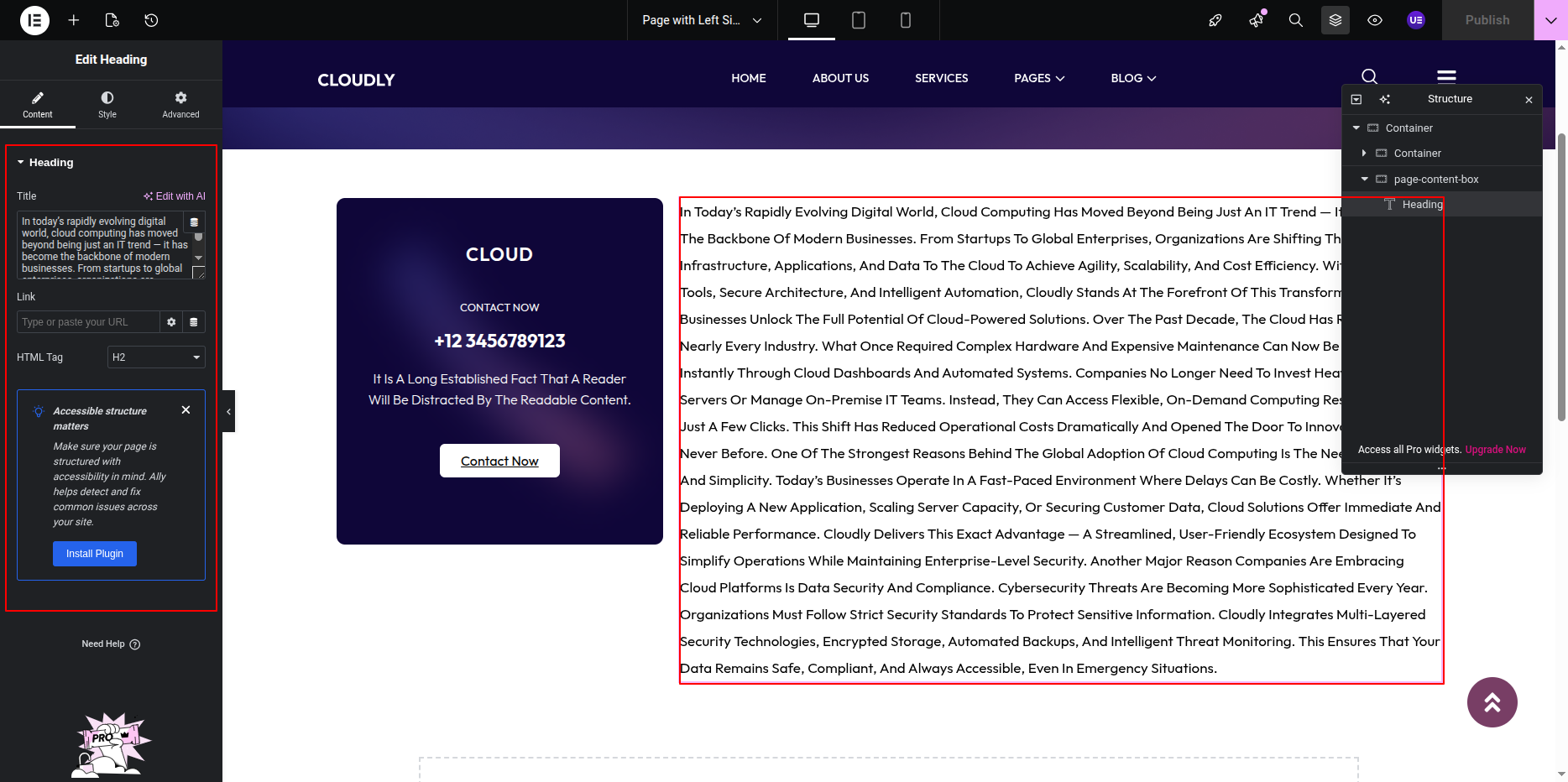 Page with Left Sidebar