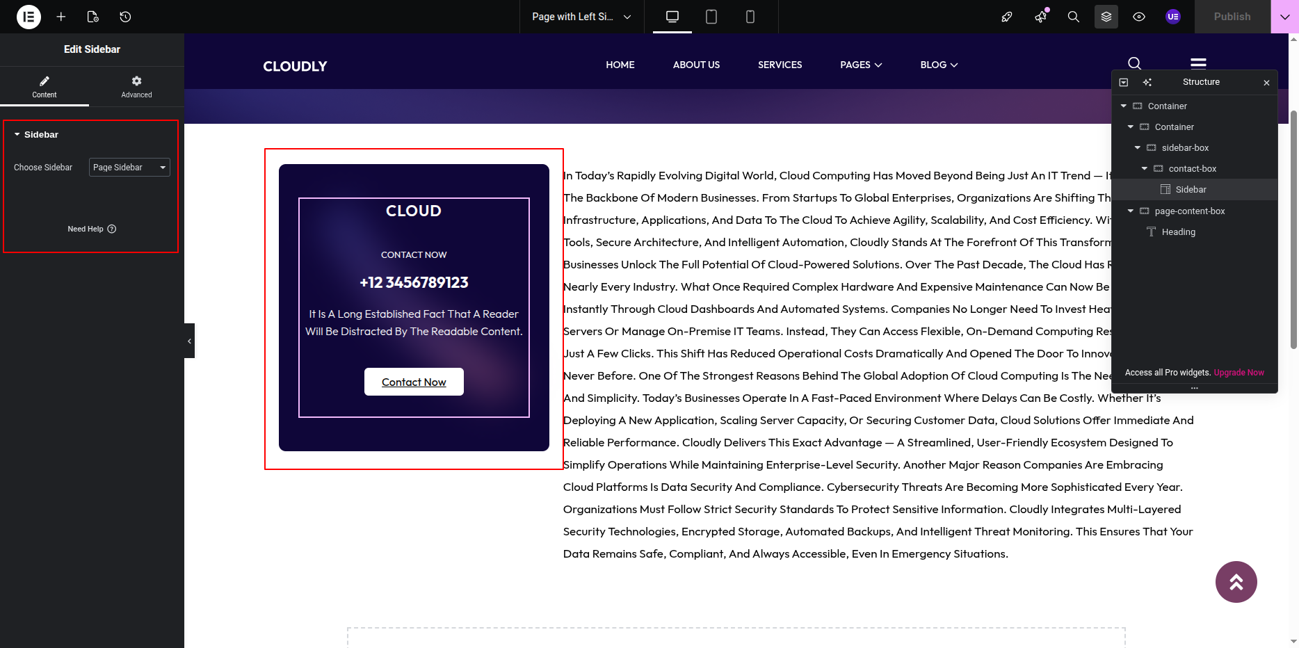 Page with Left Sidebar