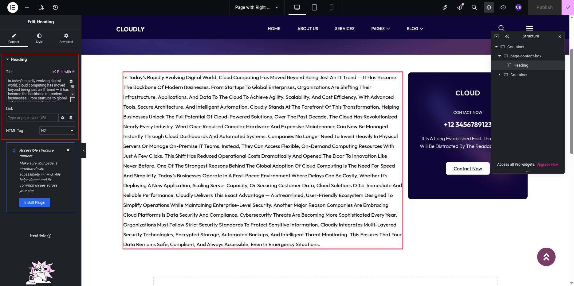Page with Right Sidebar