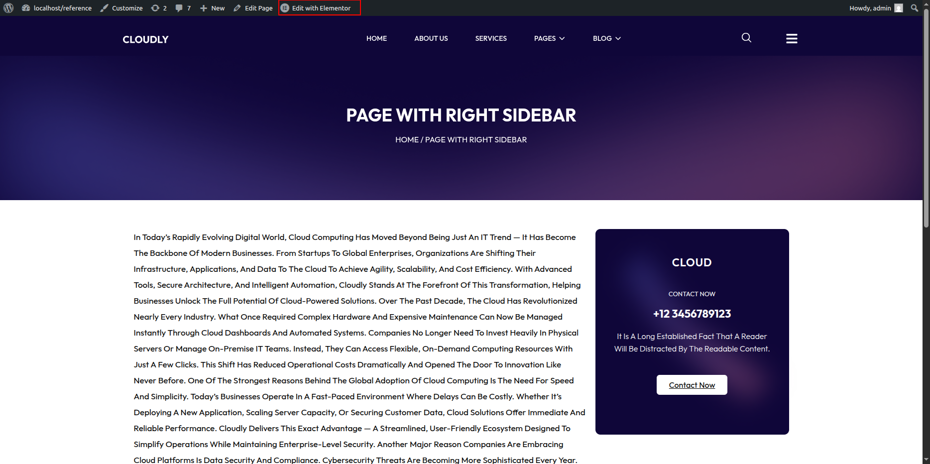 Page with Right Sidebar