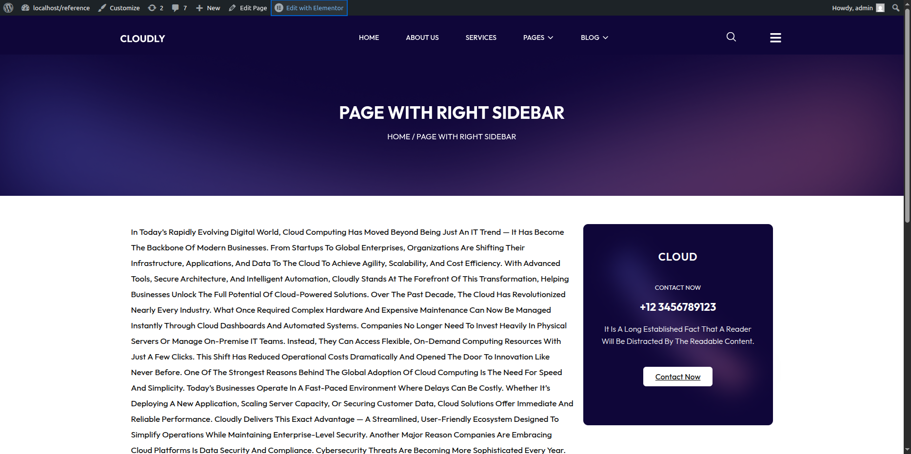 Page with Right Sidebar