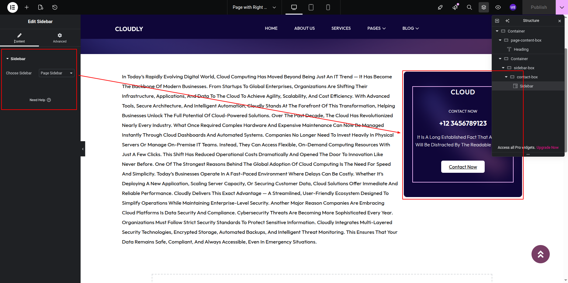 Page with Right Sidebar