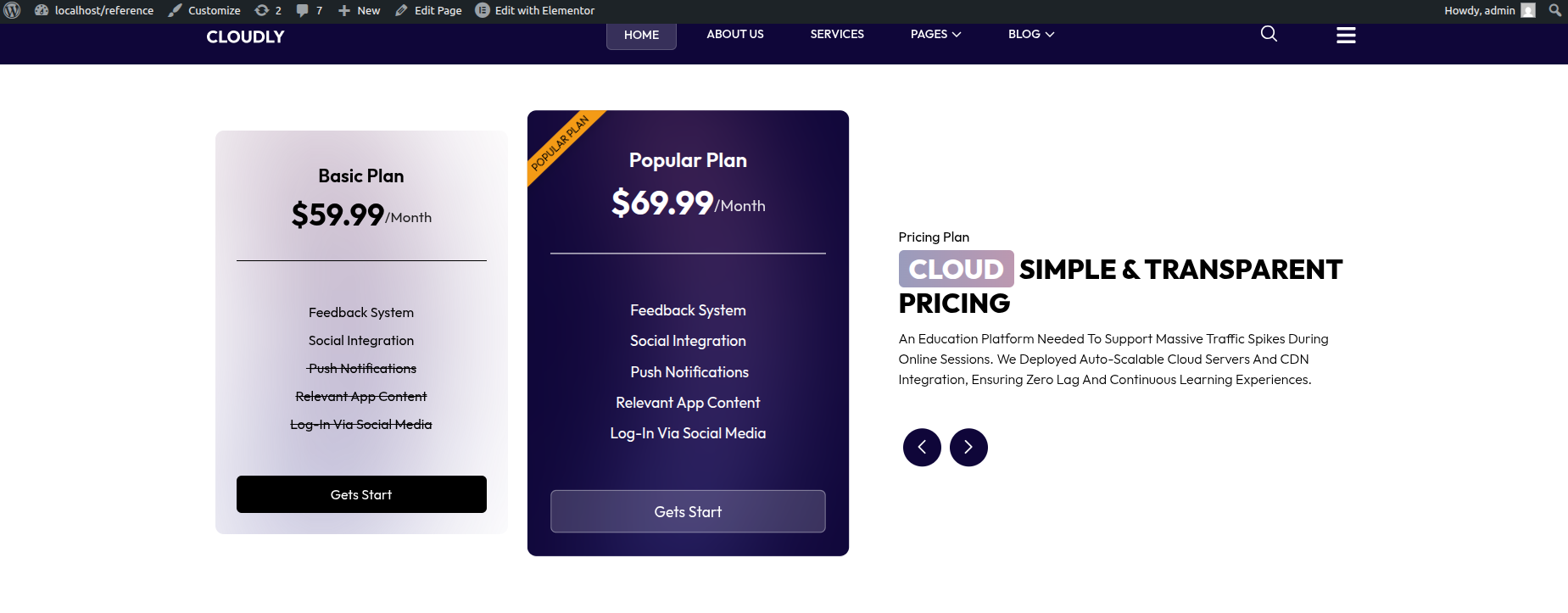 Pricing Plan Section Final View