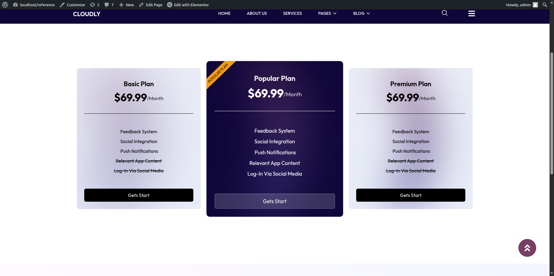 Pricing Plan Page Final View