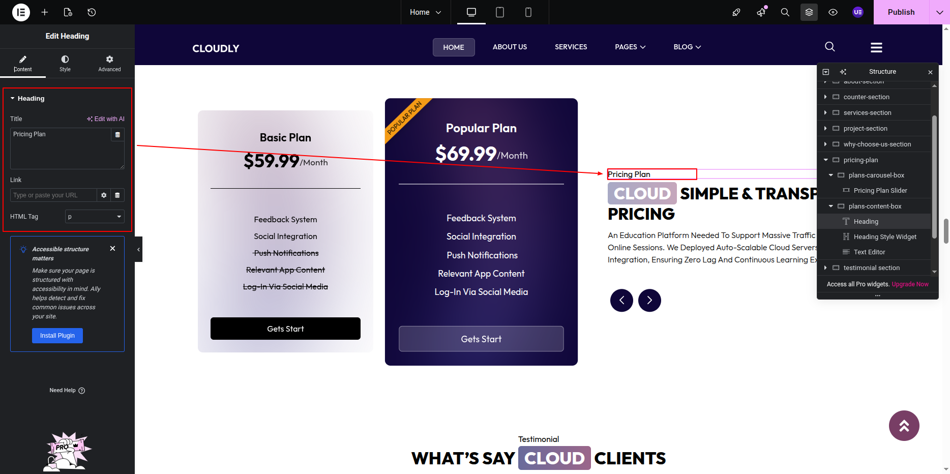 Pricing Section Title and Description