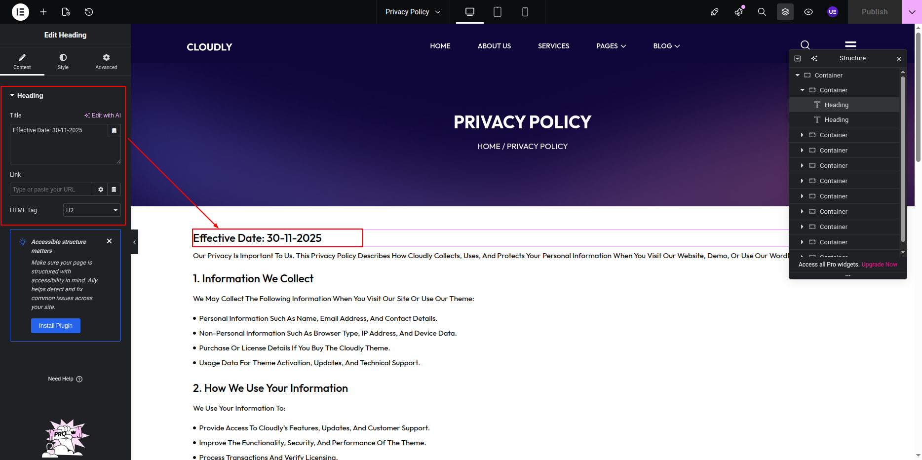 Privacy Policy Page Title