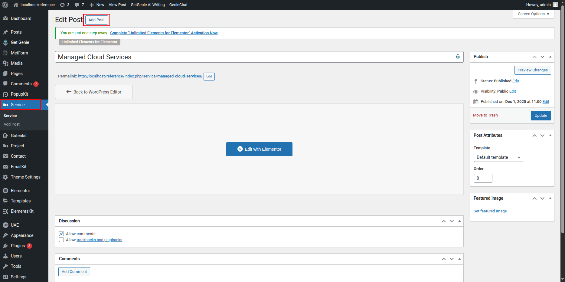 Create Service from Dashboard