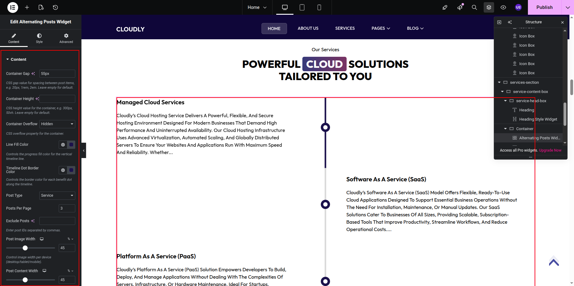 Alternating Services Posts Widget