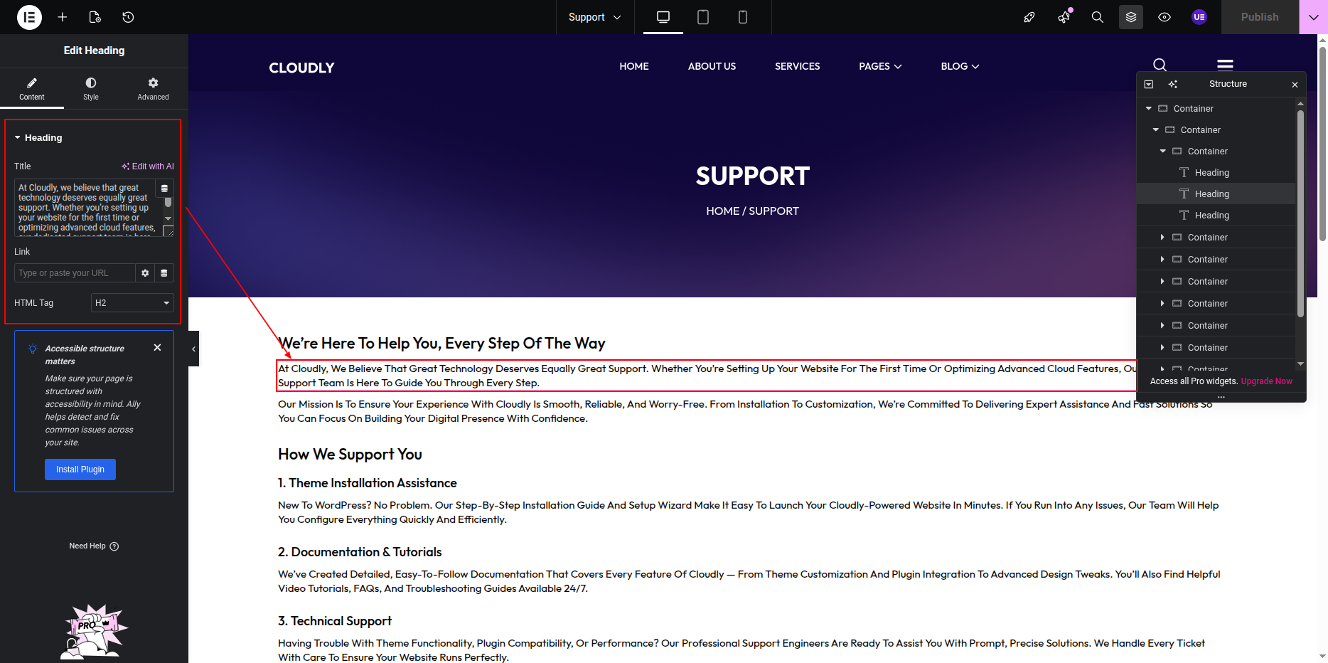 Support Page Content