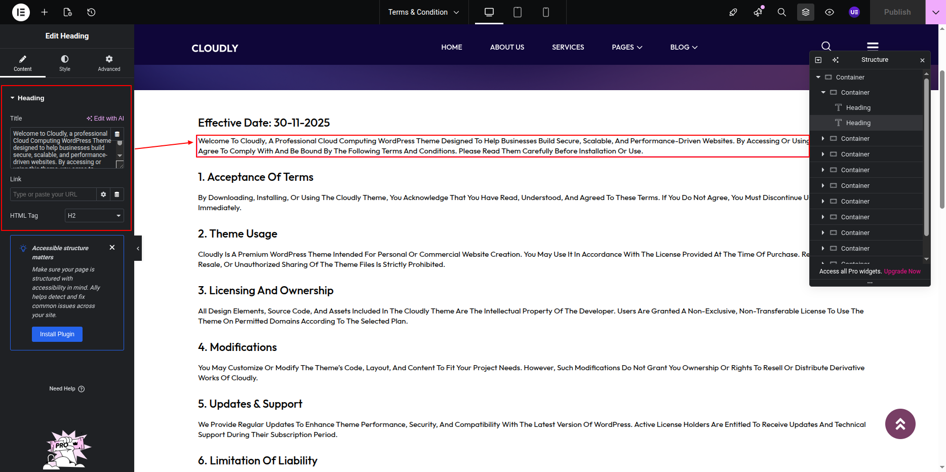 Terms & Conditions Page Content