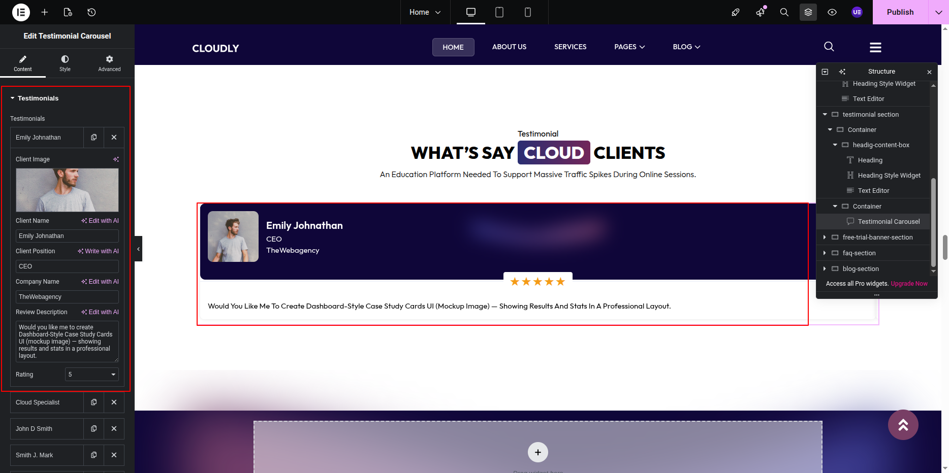 Testimonial Carousel Widget