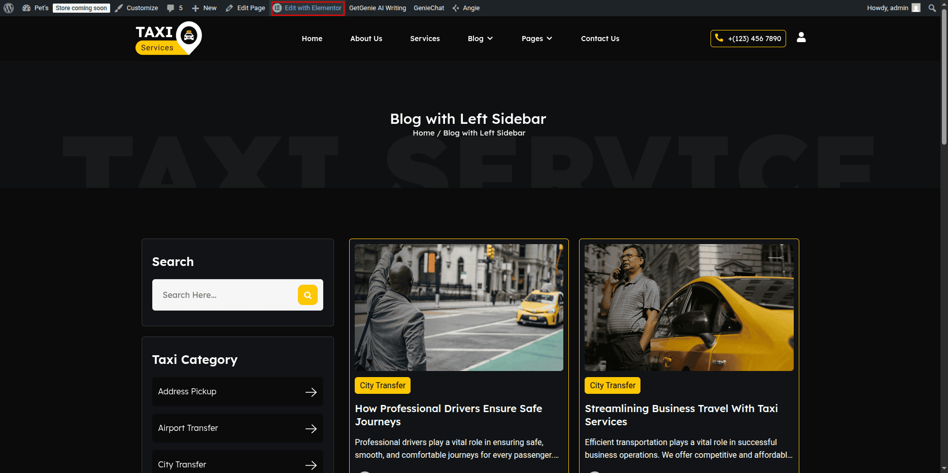 Blog with Left Sidebar Page Banner Section