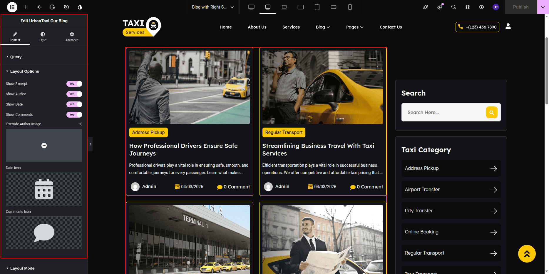 Blog with Right Sidebar Posts Section