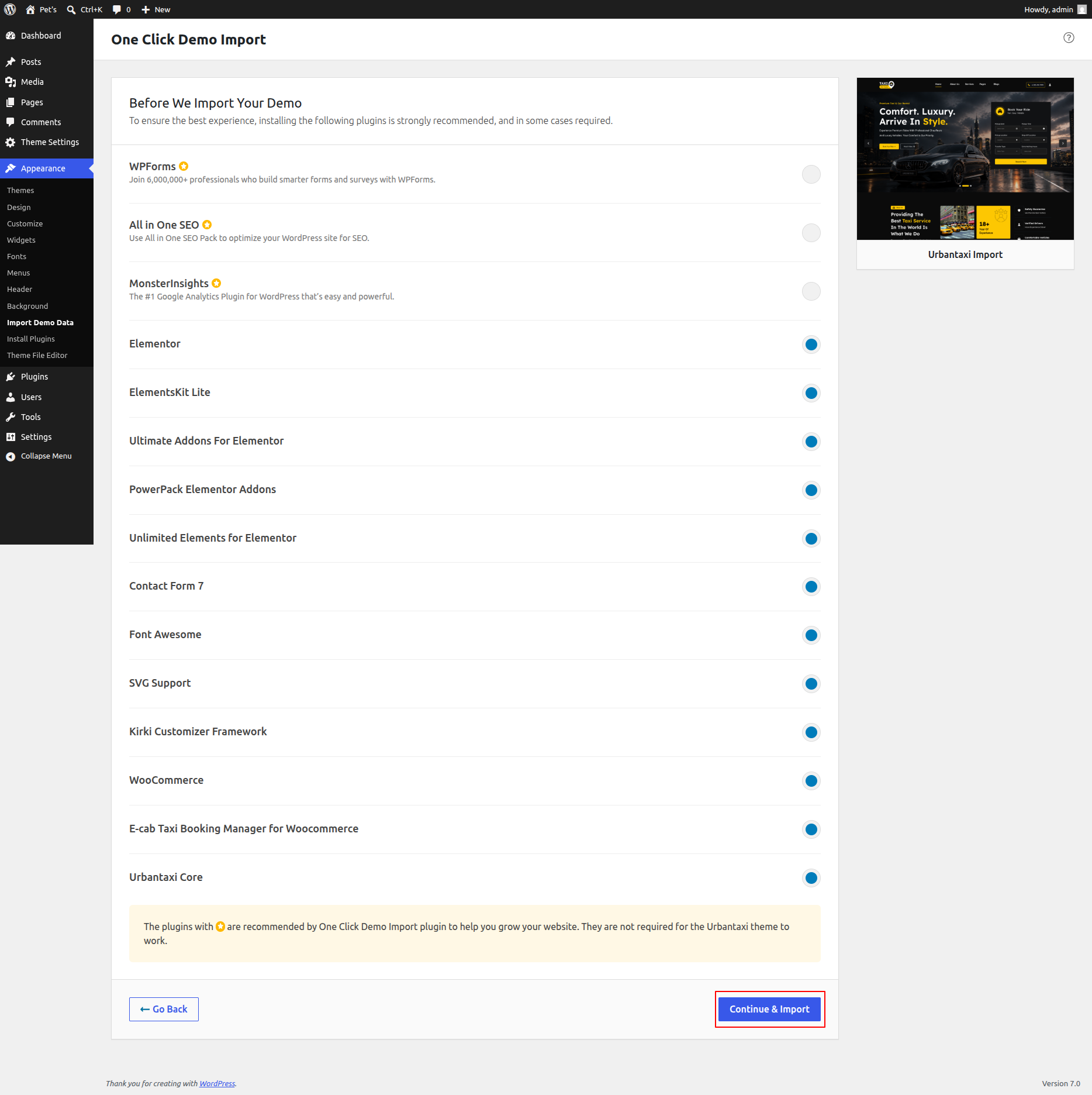 Demo Import Overview