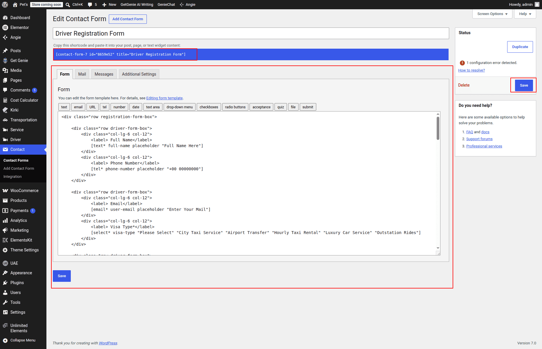 Driver Registration Page Frontend