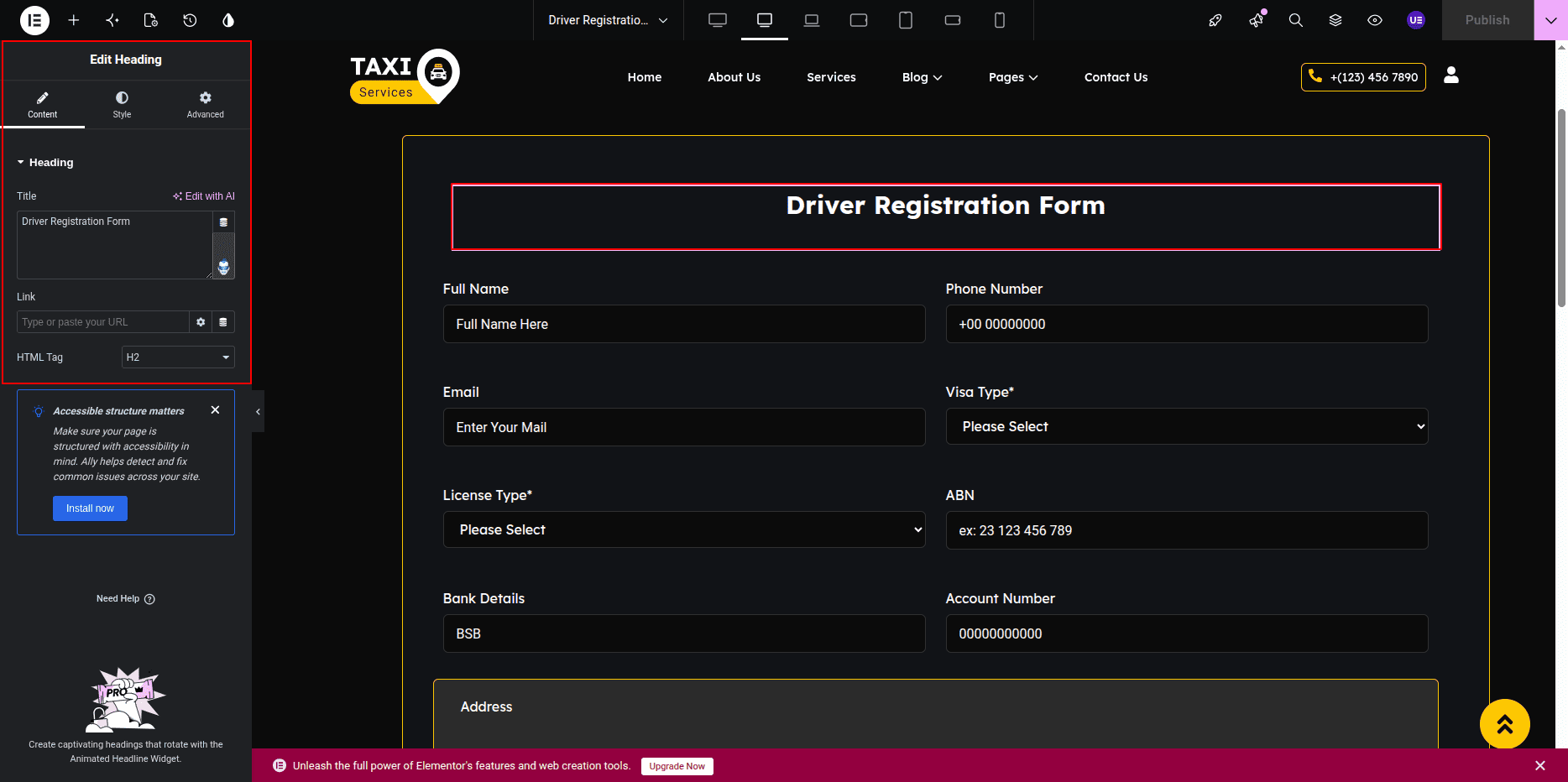 Driver Registration Heading