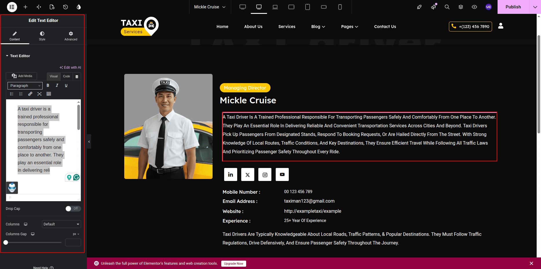 Driver Profile Content