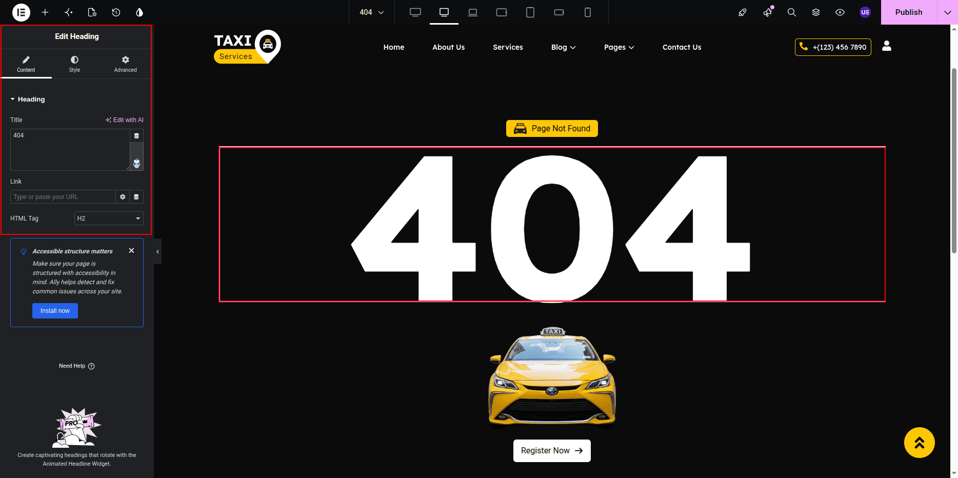 404 Page Banner Section