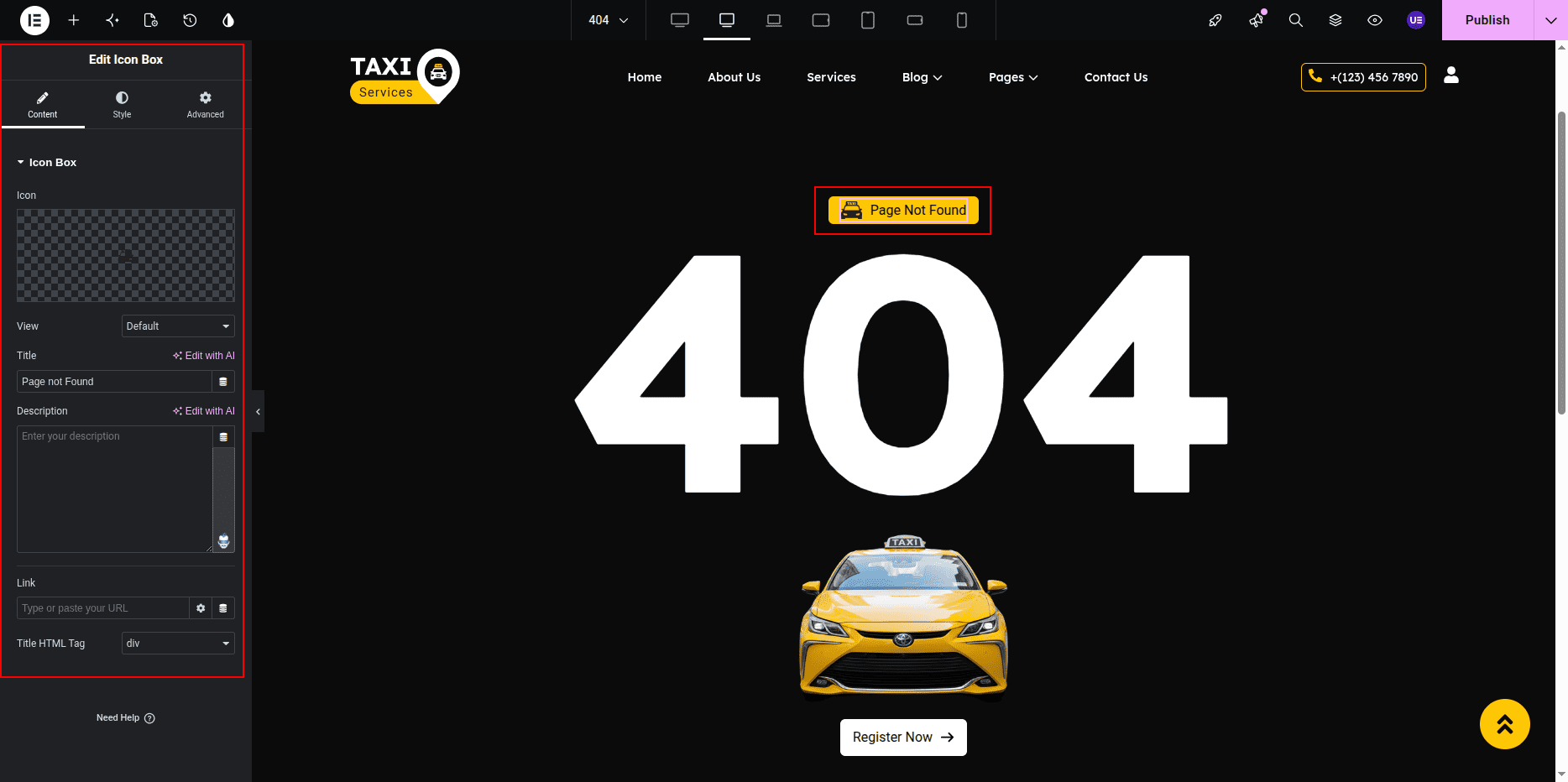 404 Page Banner Section
