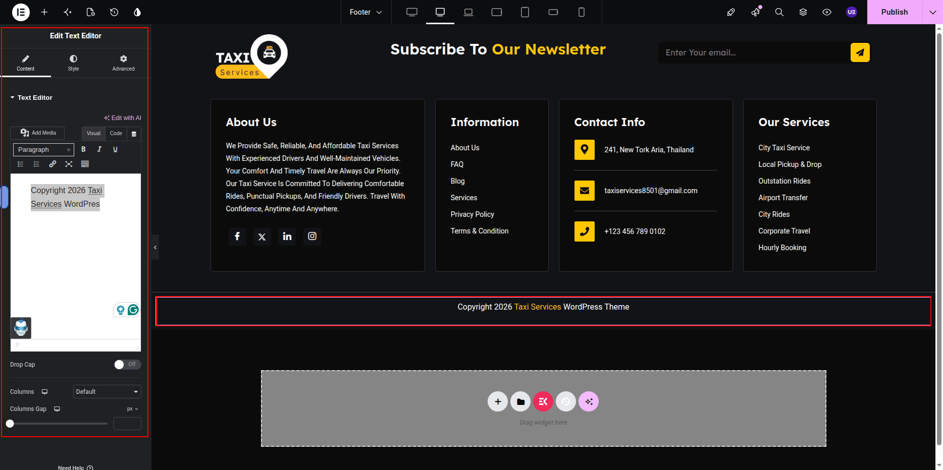 Footer Copyright Section