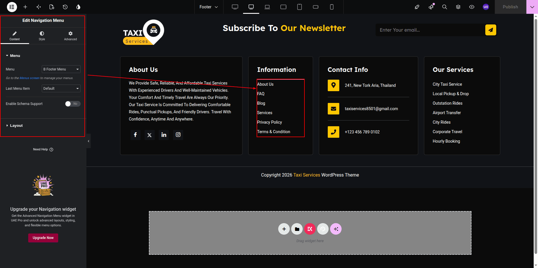 Footer Menu Section