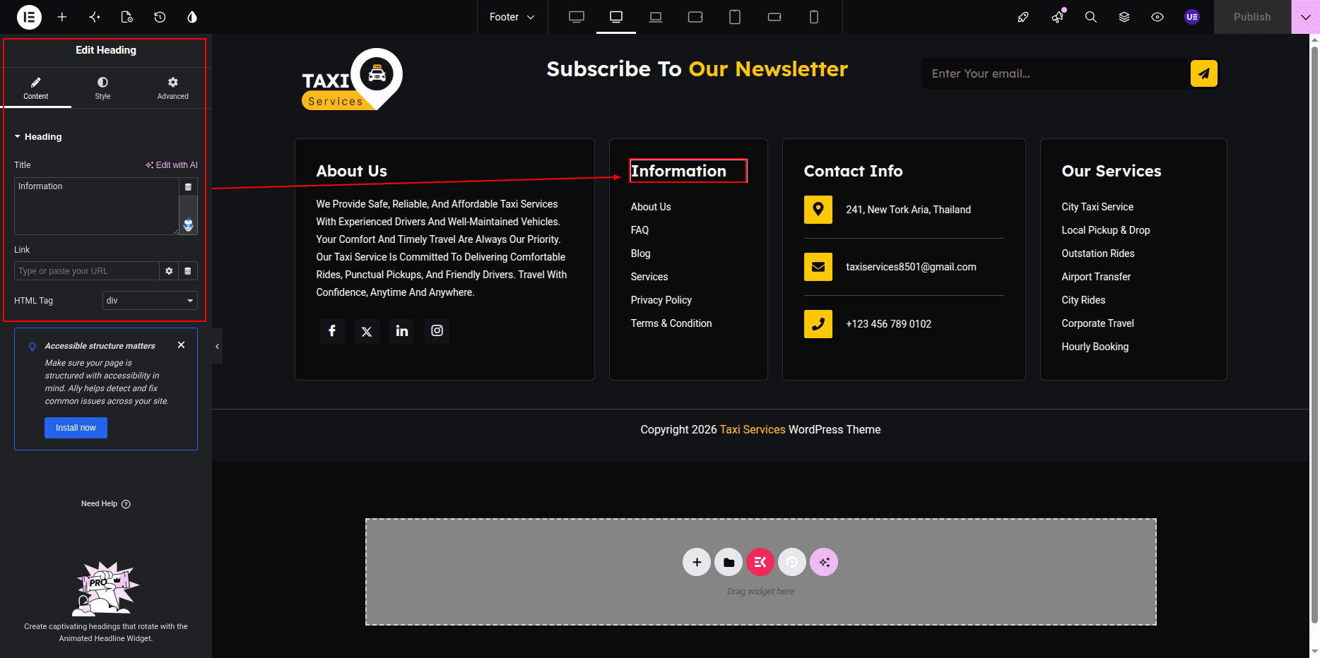 Footer Menu Heading Section