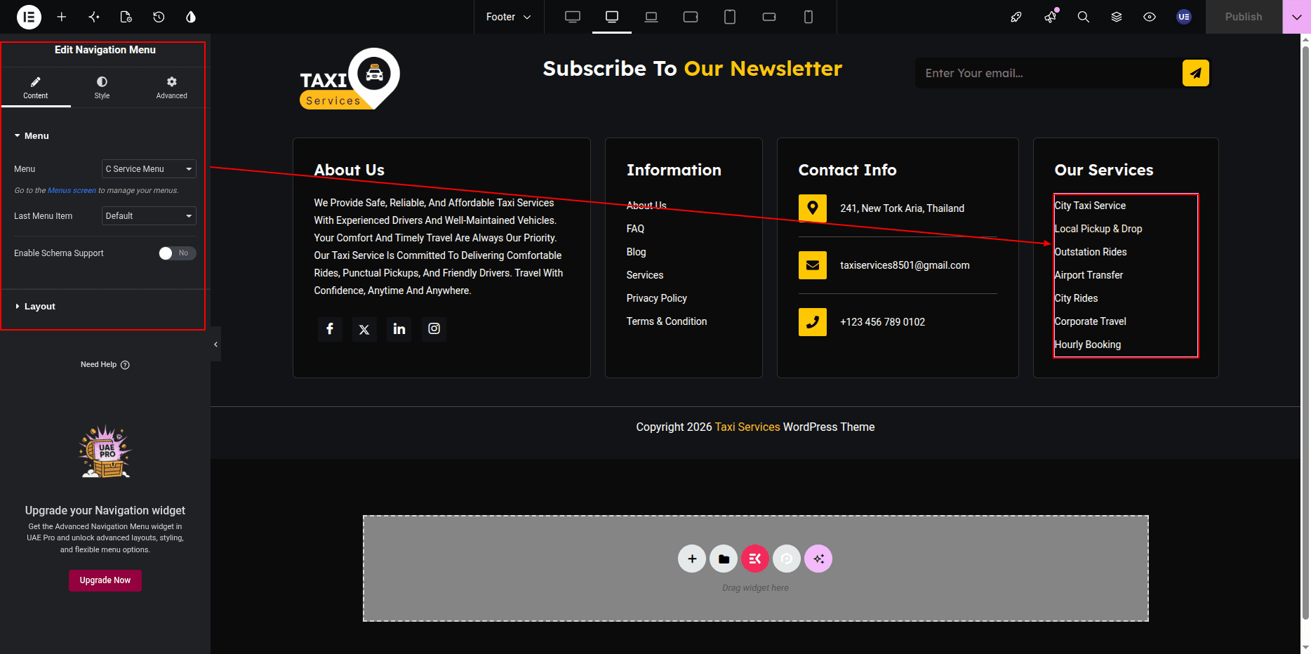 Footer Menu Section