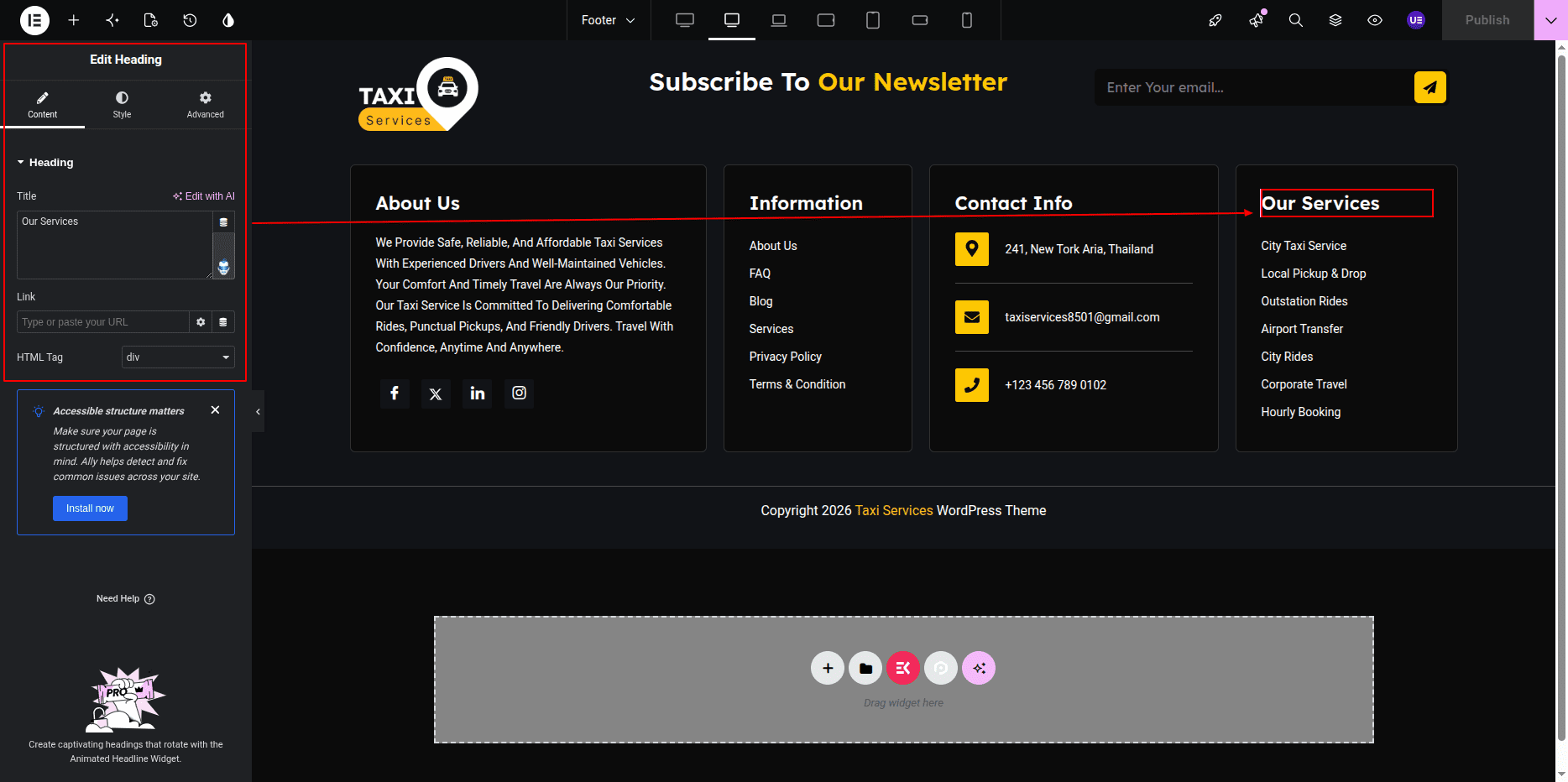 Footer Menu Heading Section