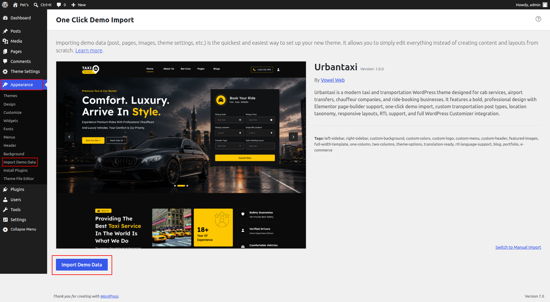 Demo Import Overview