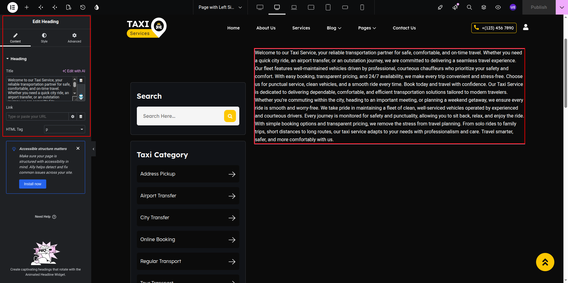 Page with Left Sidebar